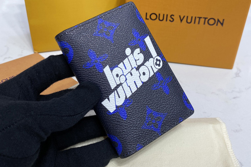 Louis Vuitton M80799 LV Pocket Organizer Wallet in Blue vintage Monogram canvas