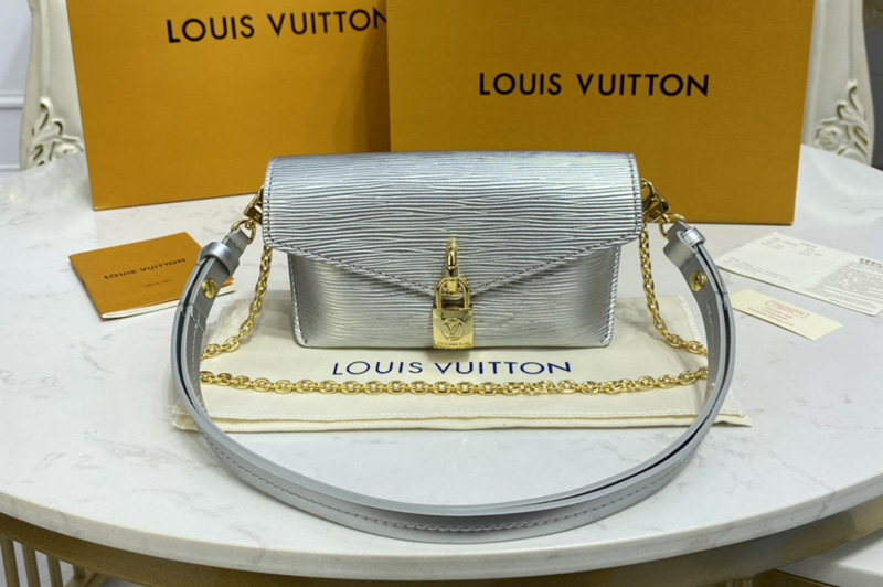Louis Vuitton M80819 LV Padlock on Strap bag in Silver Epi Leather