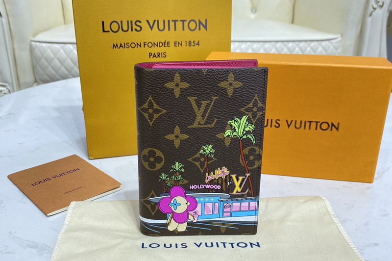 Louis Vuitton M80886 LV Passport Cover in Monogram canvas With Fuchsia Pink
