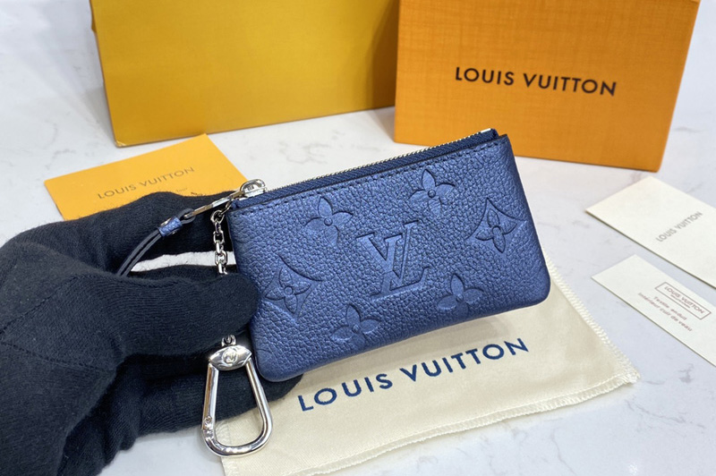 Louis Vuitton M80900 LV Key Pouch in Navy Blue Monogram Empreinte leather