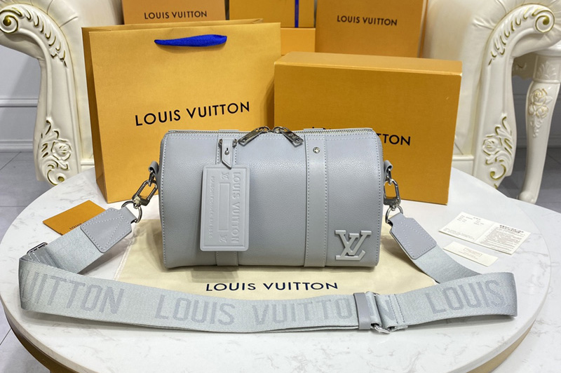 Louis Vuitton M81003 LV Keepall XS travel bag in Grey Aerogram leather