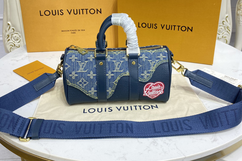 Louis Vuitton M81011 LV Keepall XS Bag in Blue Monogram Denim