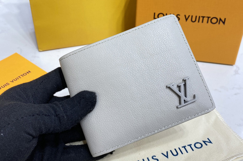 Louis Vuitton M81026 LV Multiple wallet Gray Aerogram cowhide leather