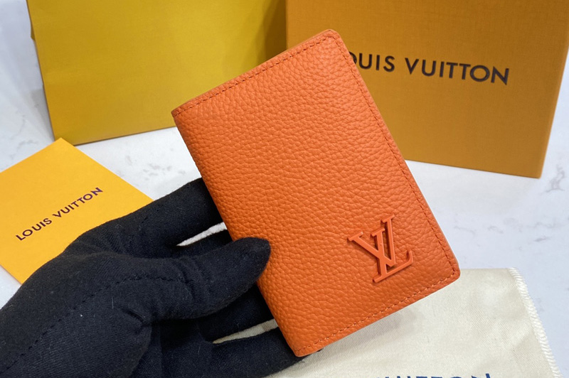 Louis Vuitton M81028 LV Pocket Organizer wallet Orange Aerogram cowhide leather