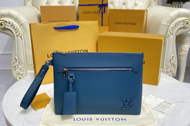 Louis Vuitton M81029 LV Pochette iPad Pouch in Blue Aerogram cowhide leather