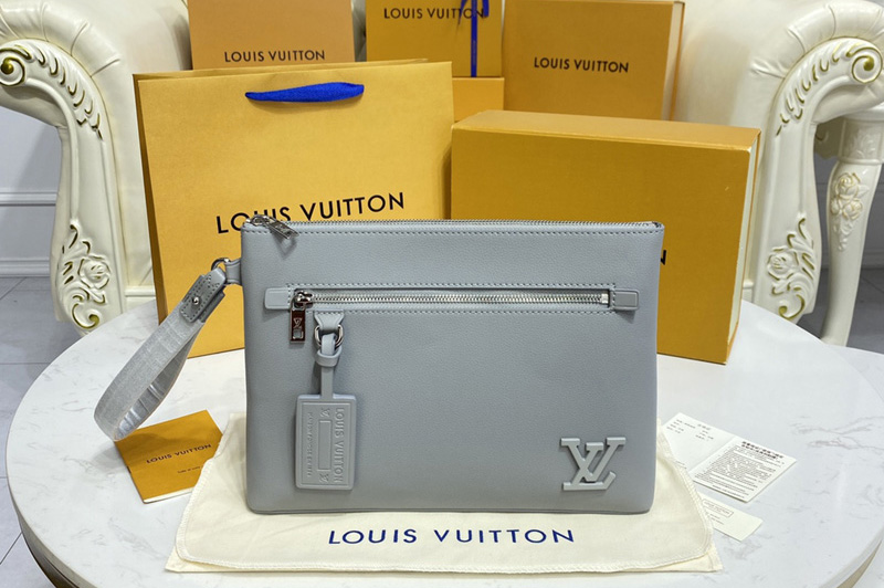 Louis Vuitton M81029 LV Pochette iPad Pouch in Grey Aerogram cowhide leather