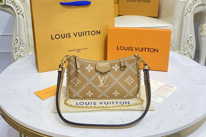 Louis Vuitton M81137 LV Easy Pouch On Strap bag in Beige/Brown Monogram Empreinte leather