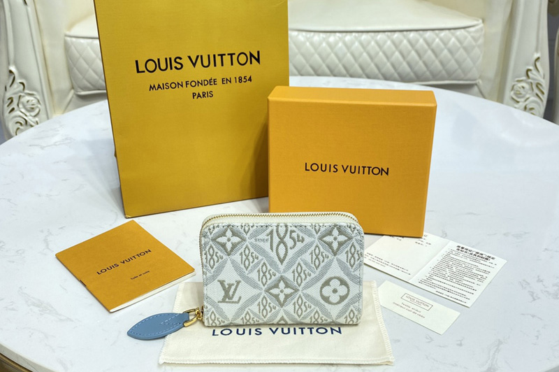 Louis Vuitton M81095 LV Zippy coin purse in Beige/Blue Since 1854 jacquard canvas