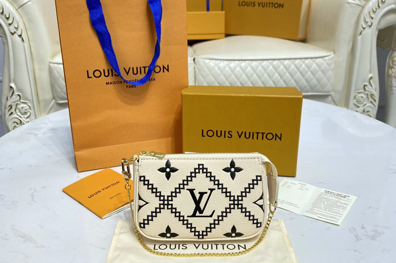 Louis Vuitton M81140 LV Mini Pochette Accessoires in Beige/Black Monogram Empreinte Leather