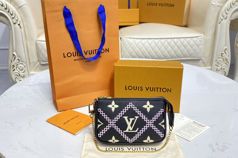 Louis Vuitton M81140 LV Mini Pochette Accessoires in Black/Pink Monogram Empreinte Leather