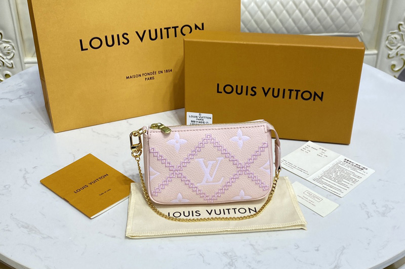 Louis Vuitton M81140 LV Mini Pochette Accessoires in Pink Monogram Empreinte Leather