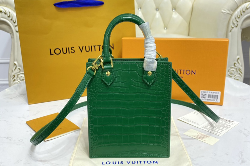 Louis Vuitton N99487 LV Petit Sac Plat bag in Green Brilliant Alligator leather