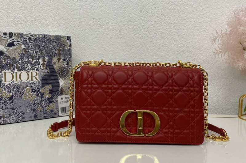 Christian Dior M9242 Medium Dior Caro bag in Red Supple Cannage Calfskin