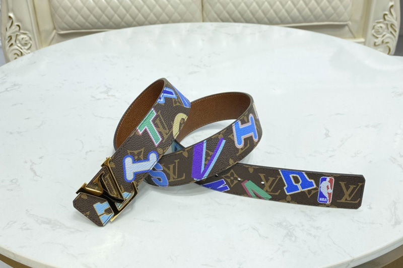 Louis Vuitton MP294V LV LVXNBA LV Initiales 40mm reversible belt in Monogram canvas With Gold Buckle