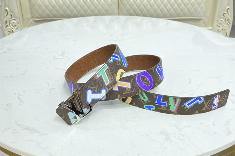 Louis Vuitton MP294V LV LVXNBA LV Initiales 40mm reversible belt in Monogram canvas With Silver Buckle