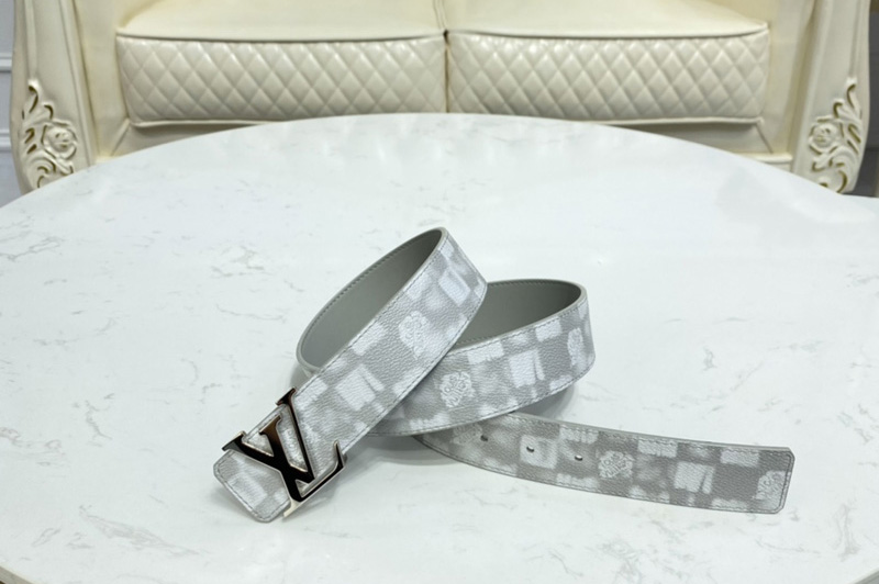 Louis Vuitton MP300V LV Initiales 40mm reversible belt in Silver Damier Salt canvas