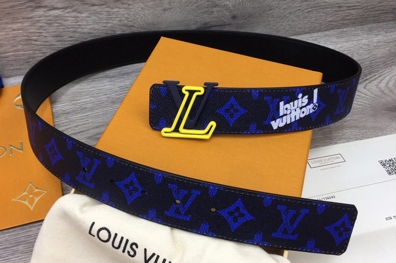 Louis Vuitton MP302U LV Initiales Everyday LV 40 mm reversible belt in Blue Monogram