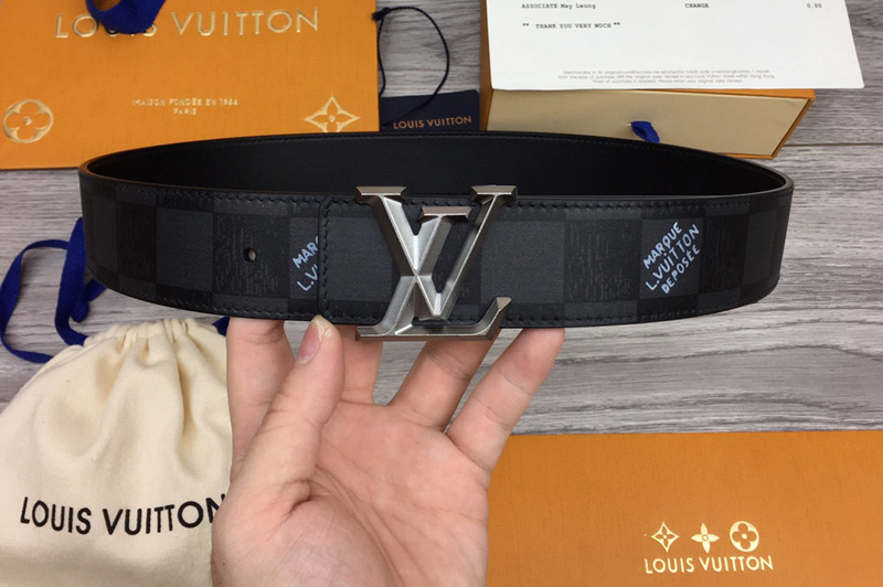 Louis Vuitton MP314T LV LV Initials 40mm reversible belt in Damier Graphite With Black Buckle
