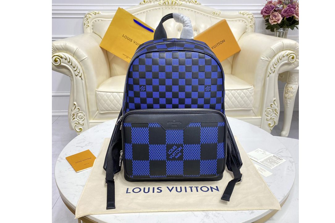 Louis Vuitton N50021 LV Campus Backpack in Navy blue and black Damier Infini 3D cowhide leather