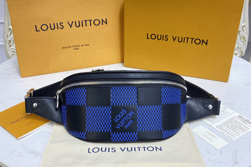Louis Vuitton N50022 LV Campus Bumbag bag in Navy blue and black Damier Infini 3D cowhide leather