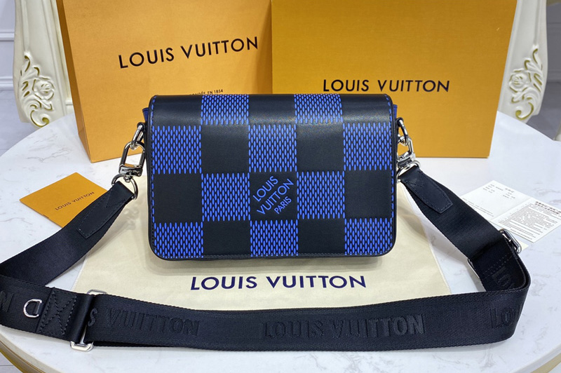 Louis Vuitton N50037 LV Studio Messenger Bag in Navy Damier Infini 3D cowhide leather