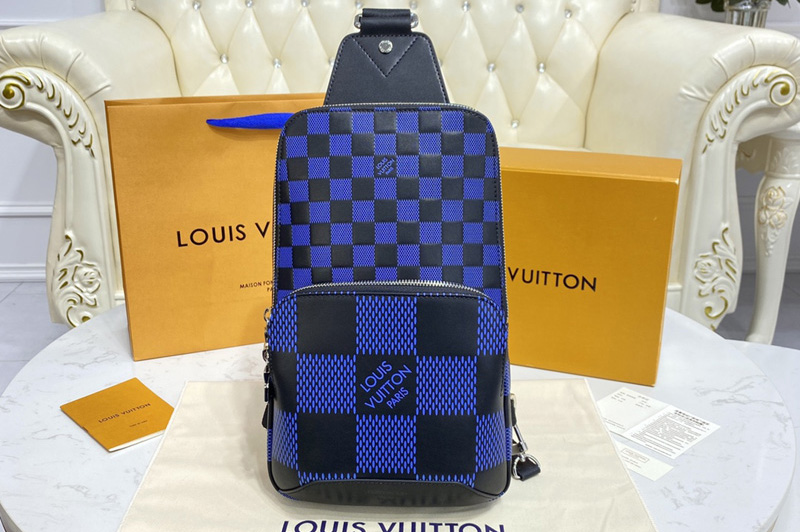 Louis Vuitton N50024 LV Avenue Slingbag bag in Navy blue and black Damier Infini 3D cowhide leather