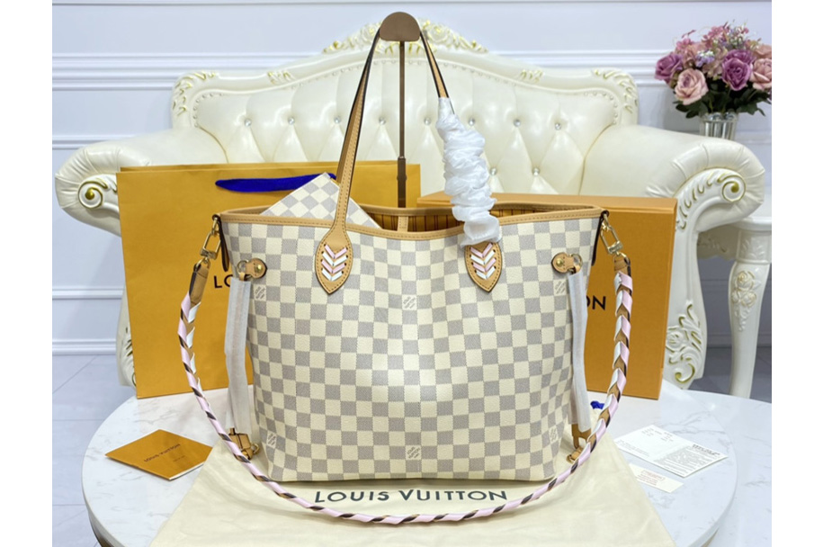 Louis Vuitton N50047 LV Neverfull MM bag in Damier Azur Canvas