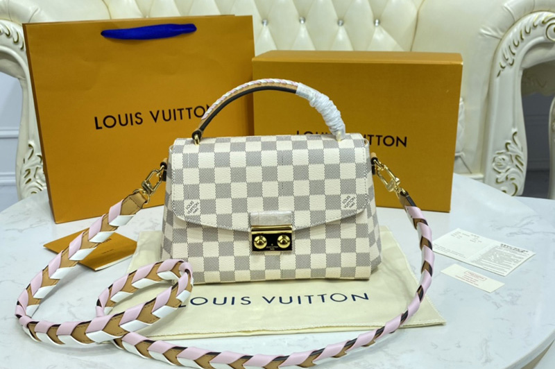 Louis Vuitton N50053 LV Croisette handbag in Damier Azur coated canvas