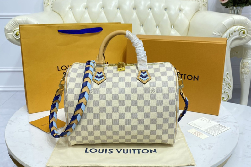 Louis Vuitton N50054 LV Speedy 30 Bandoulière bag in Damier Azur coated canvas