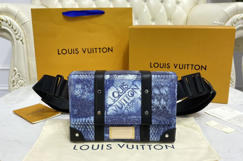 Louis Vuitton N50061 LV Trunk Slingbag Bag in Ocean Blue Damier Salt canvas