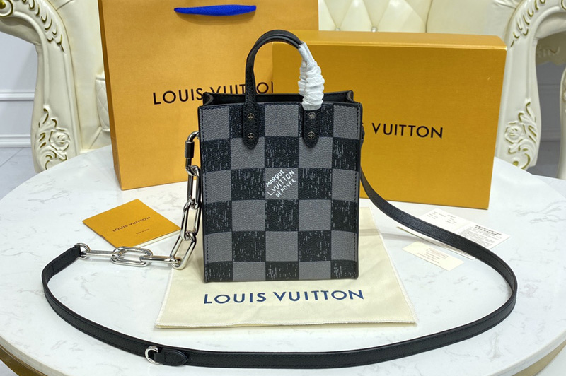 Louis Vuitton N60479 LV Sac Plat XS bag in Graphite Cowhide leather