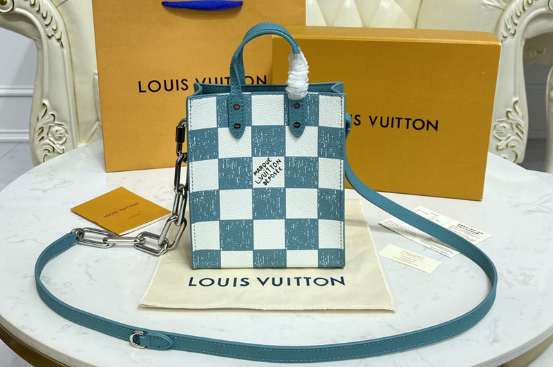 Louis Vuitton N60495 LV Sac Plat XS bag in Turquoise Cowhide leather