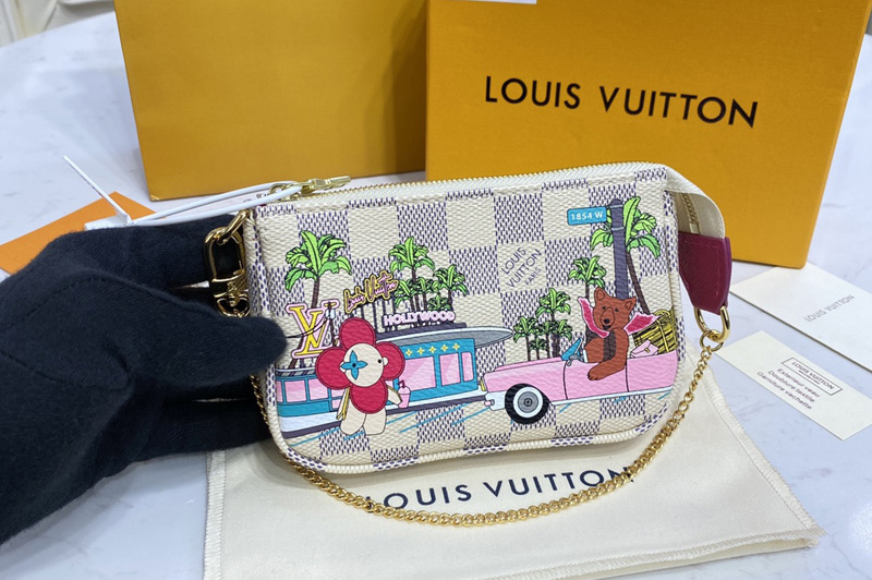 Louis Vuitton N60487 LV Mini Pochette Accessoires in Damier Azur canvas