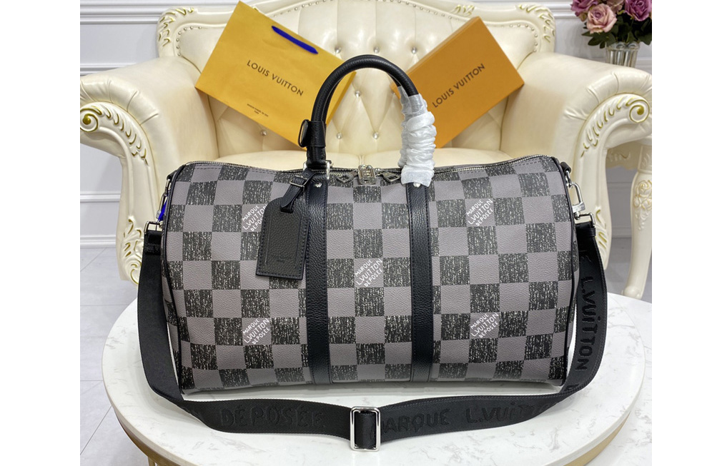 Louis Vuitton N80404 LV Keepall Bandoulière 45 bag in Graphite Cowhide leather