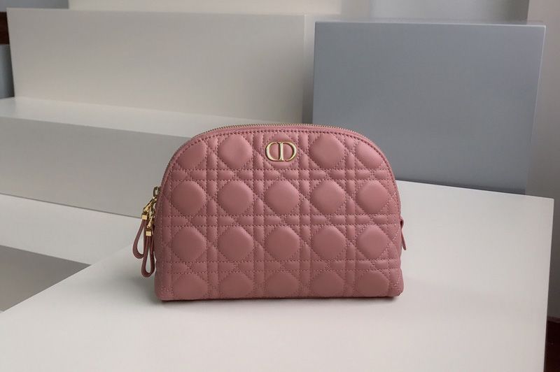 Christian Dior S5047 Dior Caro Beauty Pouch in Pink Supple Cannage Calfskin