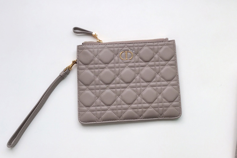 Christian Dior S5085 Small Dior Caro Daily pouch in Grey Supple Cannage Calfskin
