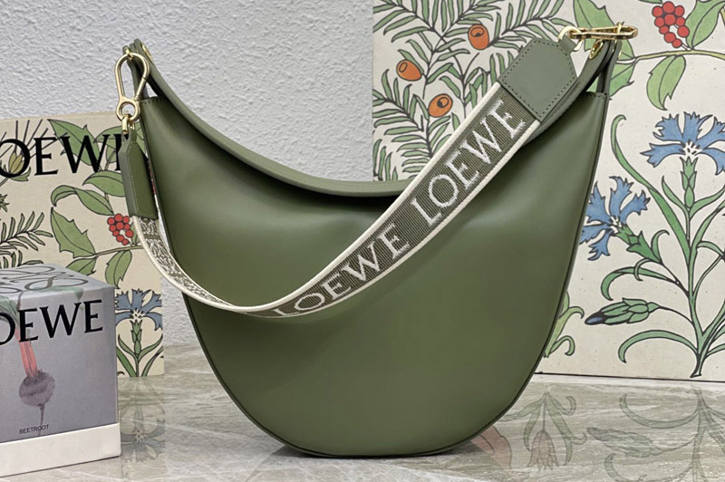 Loewe Luna bag in Green satin calfskin and jacquard