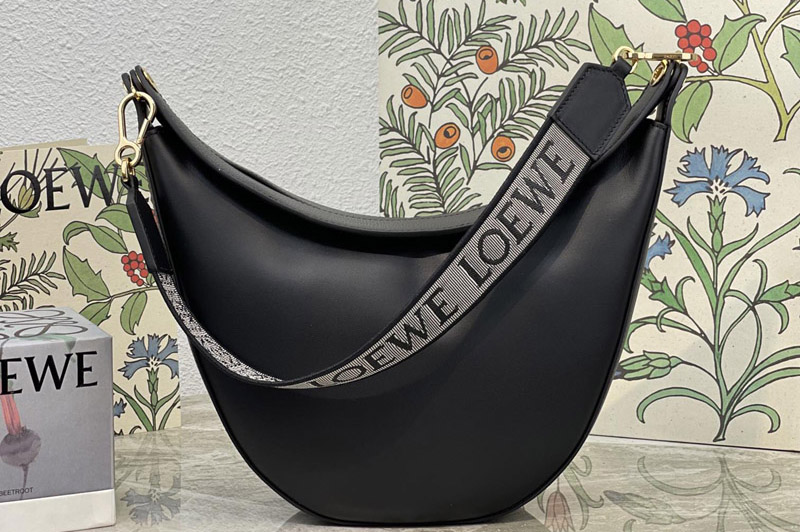 Loewe Luna bag in Black satin calfskin and jacquard