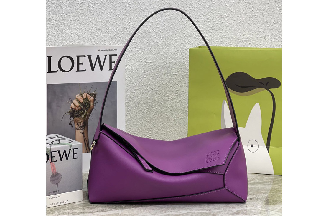 Loewe Puzzle Hobo bag in Purple nappa calfskin