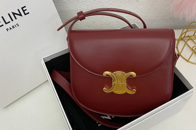 Celine 110413 TEEN BESACE TRIOMPHE bag IN Red SHINY CALFSKIN