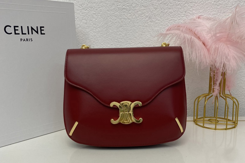 Celine 199273 CHAIN BESACE TRIOMPHE Bag IN Red SHINY CALFSKIN