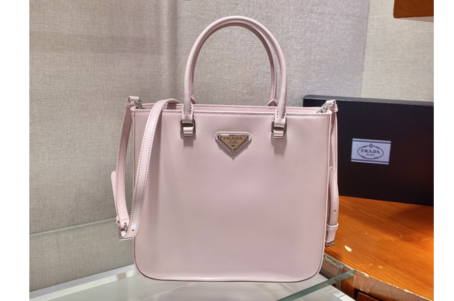 Prada 1BA330 Brushed leather tote bag in Pink Leather