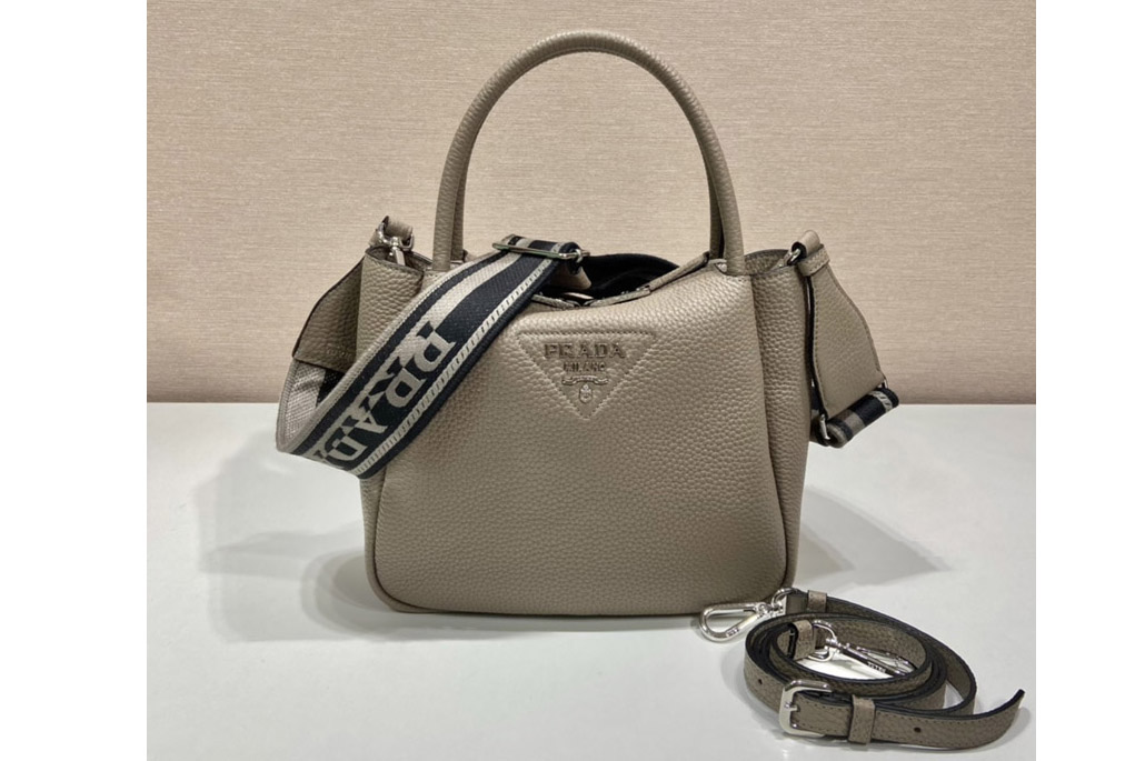 Prada 1BC145 Small leather handbag in Gray Leather