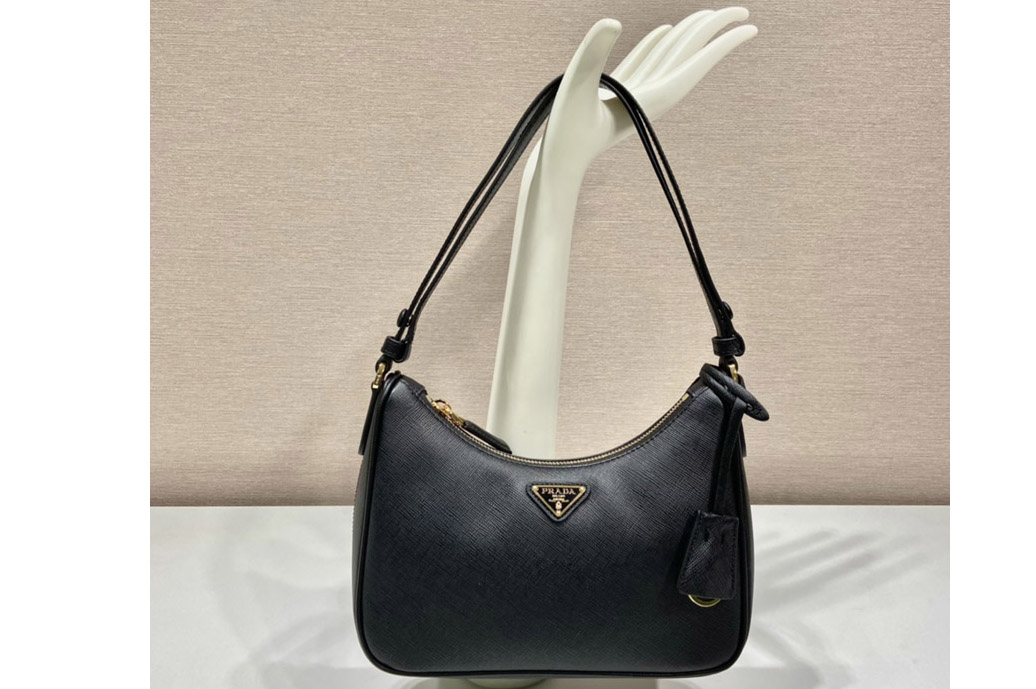 Prada 1BC204 Saffiano leather mini-bag on Black Leather