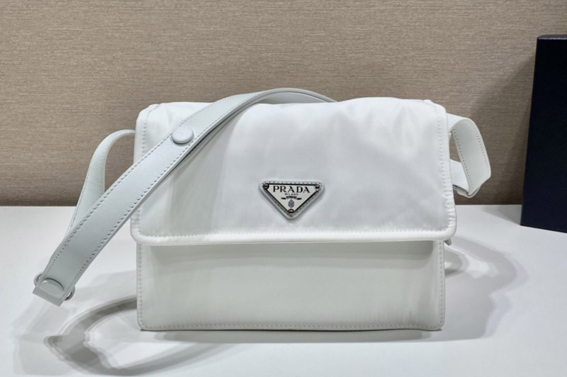 Prada 1BD258 Mini padded Re-Nylon shoulder bag in White Nylon