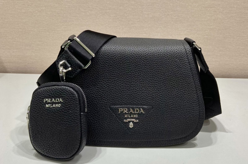 Prada 1BD293 Leather shoulder bag in Black Leather