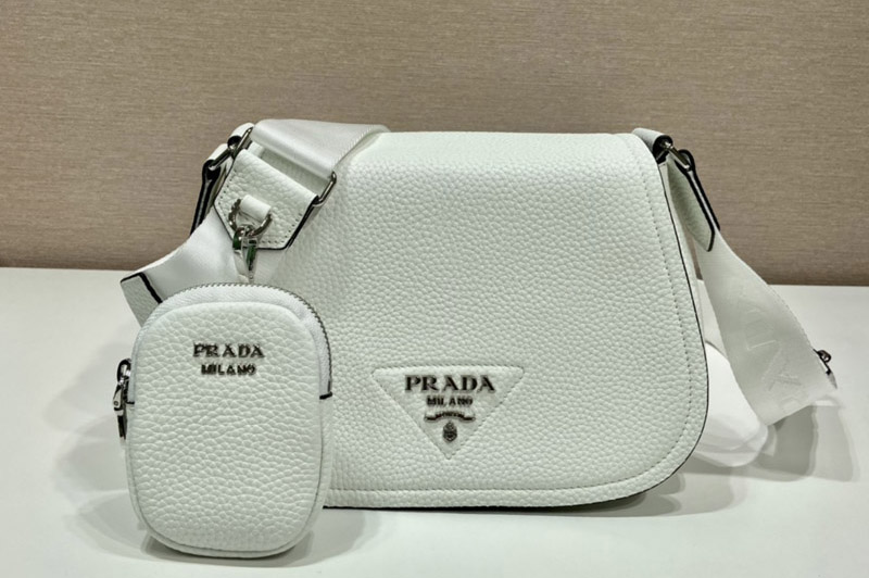 Prada 1BD293 Leather shoulder bag in White Leather