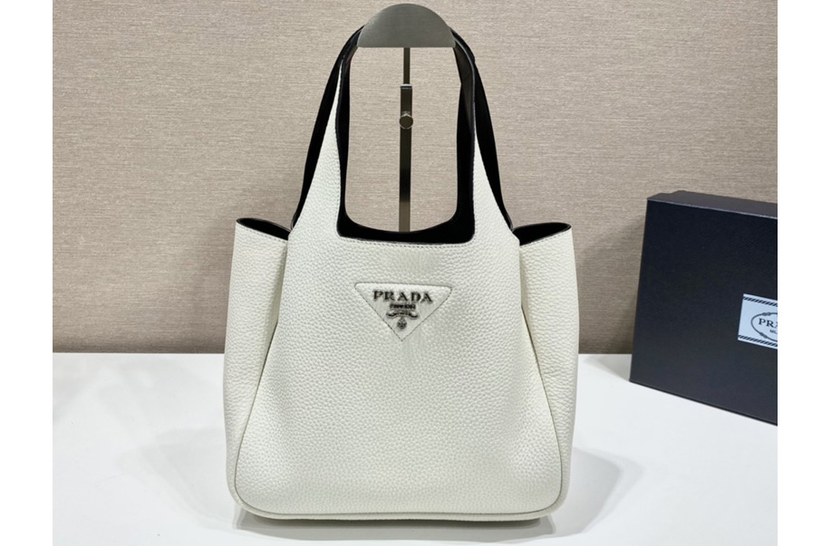 Prada 1BG335 Leather tote handbag in White Leather