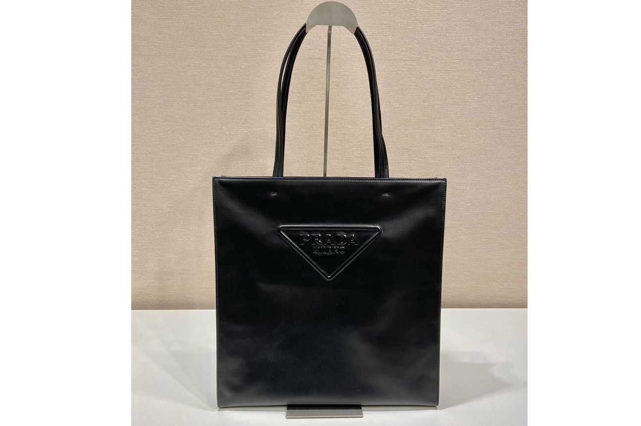 Prada 1BG429 Leather tote bag in Black Leather