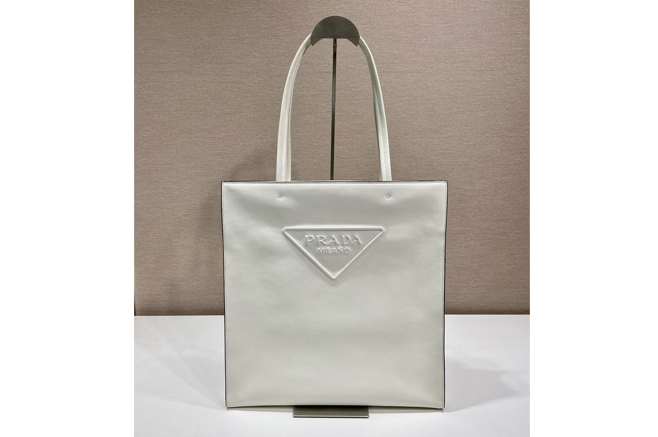 Prada 1BG429 Leather tote bag in White Leather
